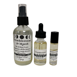 Frankincense and Myrrh- Set of Three- 4oz Spray, 1oz Oil, 10ml Roll On