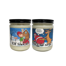 Load image into Gallery viewer, Santa Farts and Elf Sweat- Set of Two- 16oz Handmade Soy Wax Candles