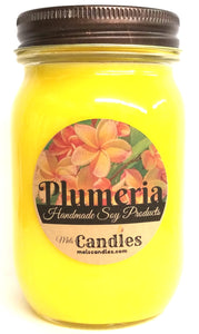 Plumeria 16 Ounce All Natural Country Jar Soy Candle - Wonderful Floral Aroma