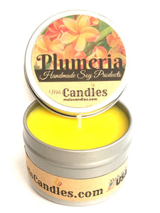 Plumeria 4 Ounce All Natural Handmade Soy Candle Tin