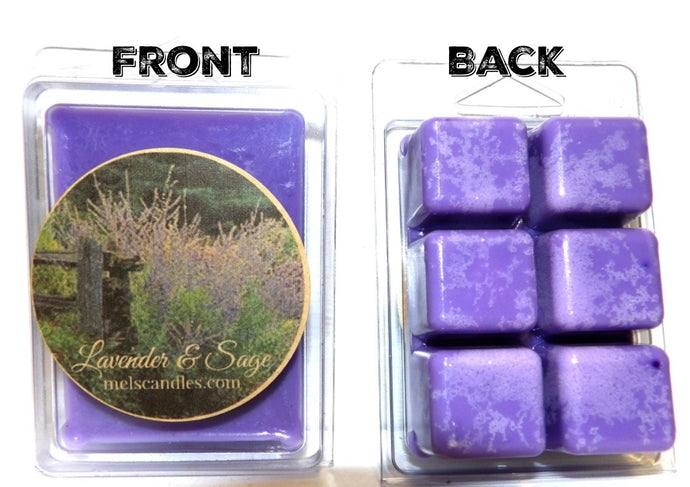 Lavender and Sage 3.2 Ounce Pack of Soy Wax Tarts - Scent Brick, Wickless Candle - mels-candles-more