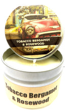 Load image into Gallery viewer, Tobacco Bergamot and Rosewood - 4oz All Natural Hand Made Tin Soy Candle, Take It Any Where - mels-candles-more