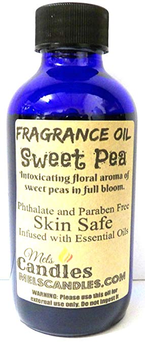 Sweet Pea  4 Ounce    118.29 ml Glass Bottle of Premium Fragrance   Perefume Oil - mels-candles-more