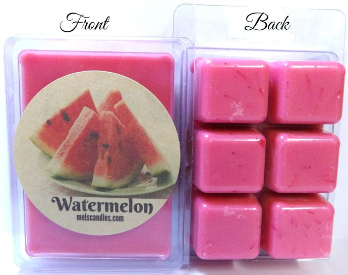 Watermelon 3.2 Ounce Pack of Handmade Soy Wax Tarts - Scent Brick, Wickless Candle - mels-candles-more