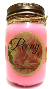 Peony 16 Ounce Country Jar 100% Soy Candle - Handmade in USA - mels-candles-more