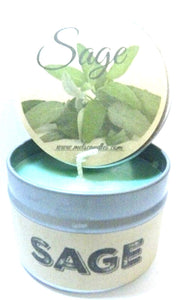 Sage 4 Ounce 100% Soy Candle Tin - Handmade in the Great USA - mels-candles-more