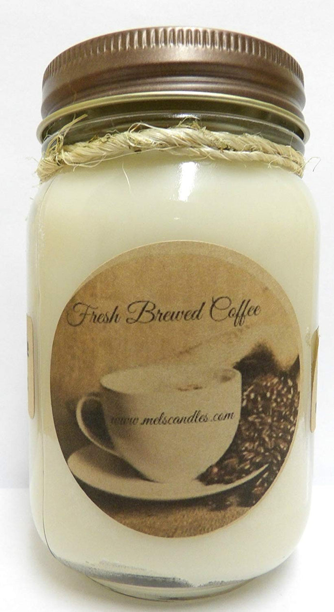 Fresh Ground Coffee -16oz Country Jar All Natural Hand Made Soy Candle - mels-candles-more