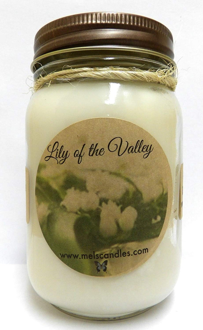 Lily of the Valley 16 Ounce Country Jar 100% Soy Candle - Handmade in USA - mels-candles-more