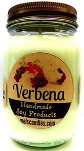 Verbena 16oz Country Jar All Natural Handmade Soy Candle Wholesale Scented Candles - mels-candles-more