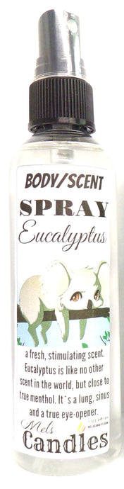 Eucalyptus - 4 ounce Bottle of Scent Spray, Body Spray, Linen Spray - Multi purpose handmade product - mels-candles-more