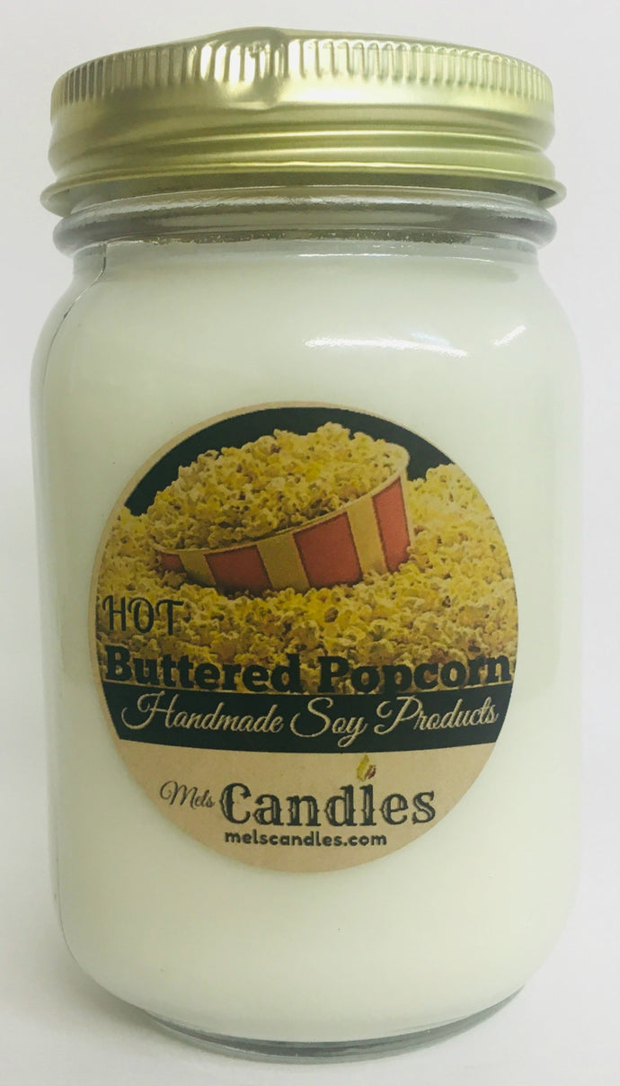 Hot Buttered Popcorn 16oz Country Jar Soy Candle - Handmade in Rolla Missouri