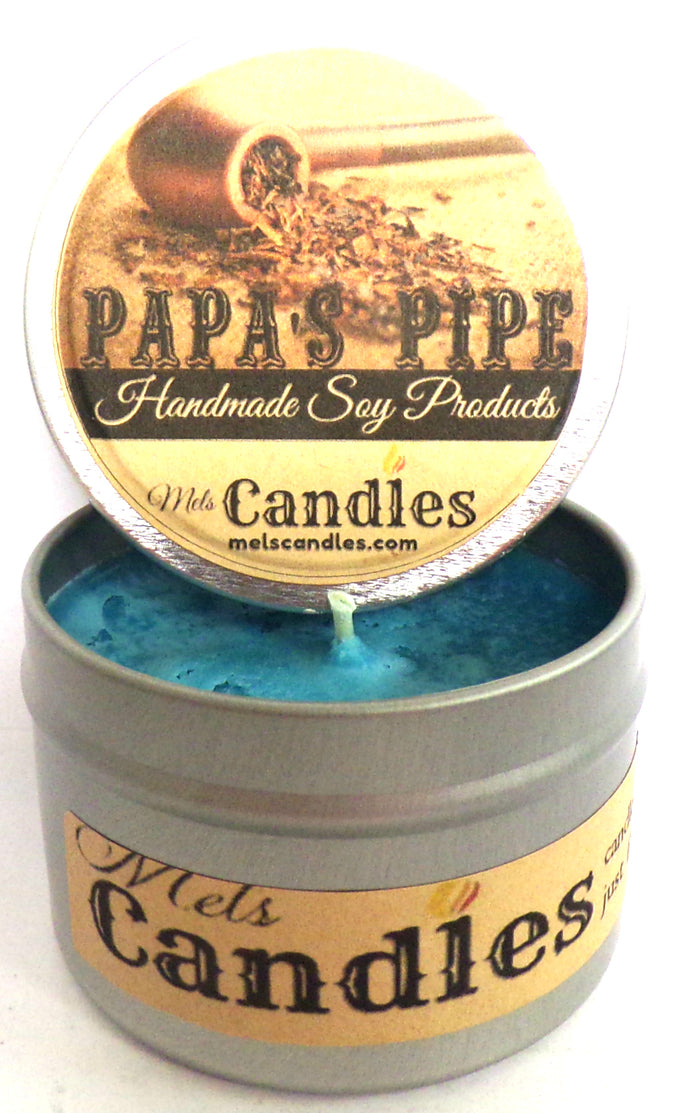 Papa's Pipe 4 Ounce 100% Soy Candle Tin 100% Handmade
