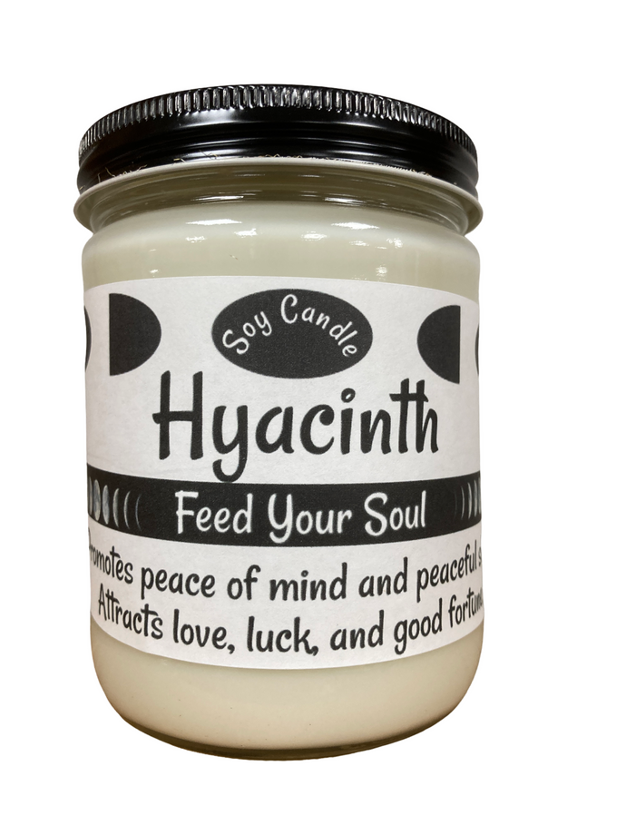 Hyacinth 16oz Glass Jar-Soy Candle - Handmade