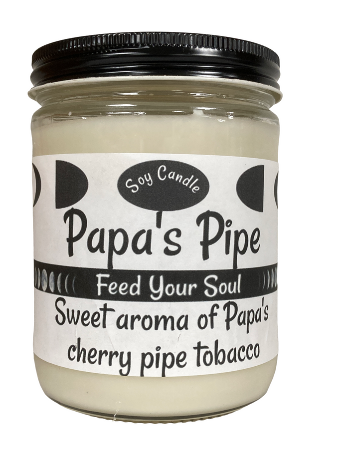 Papa's Pipe 16oz Jar Soy Candle -Tobacco and Cherry Blend